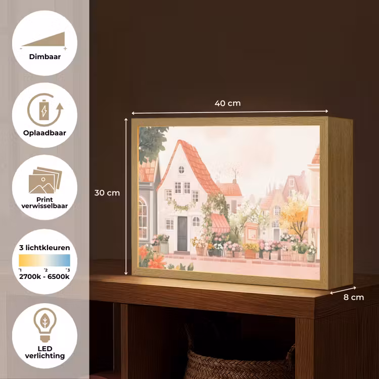 Lightbox - Wandlamp - Bloemen - Huizen - Dorp — 10