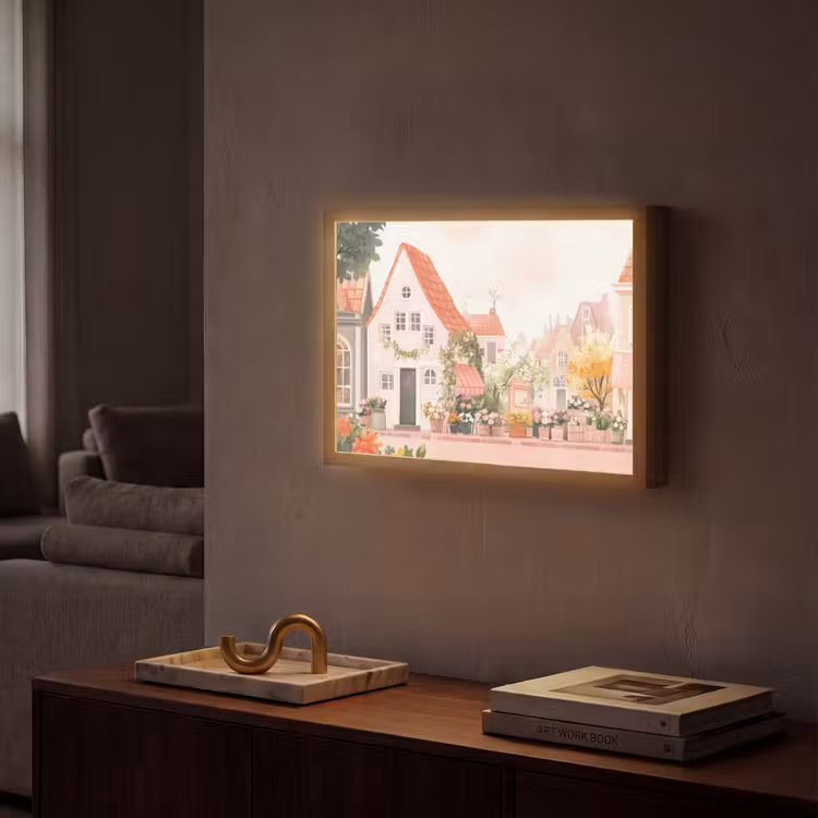 Lightbox - Wandlamp - Bloemen - Huizen - Dorp — 2