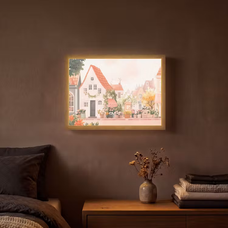 Lightbox - Wandlamp - Bloemen - Huizen - Dorp — 3