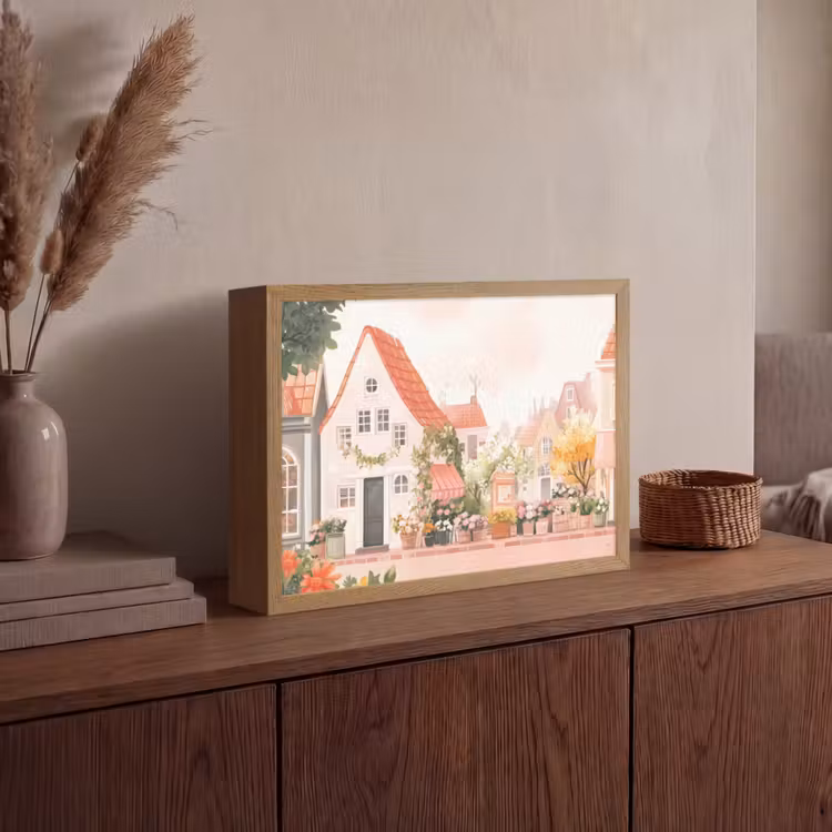 Lightbox - Wandlamp - Bloemen - Huizen - Dorp — 4