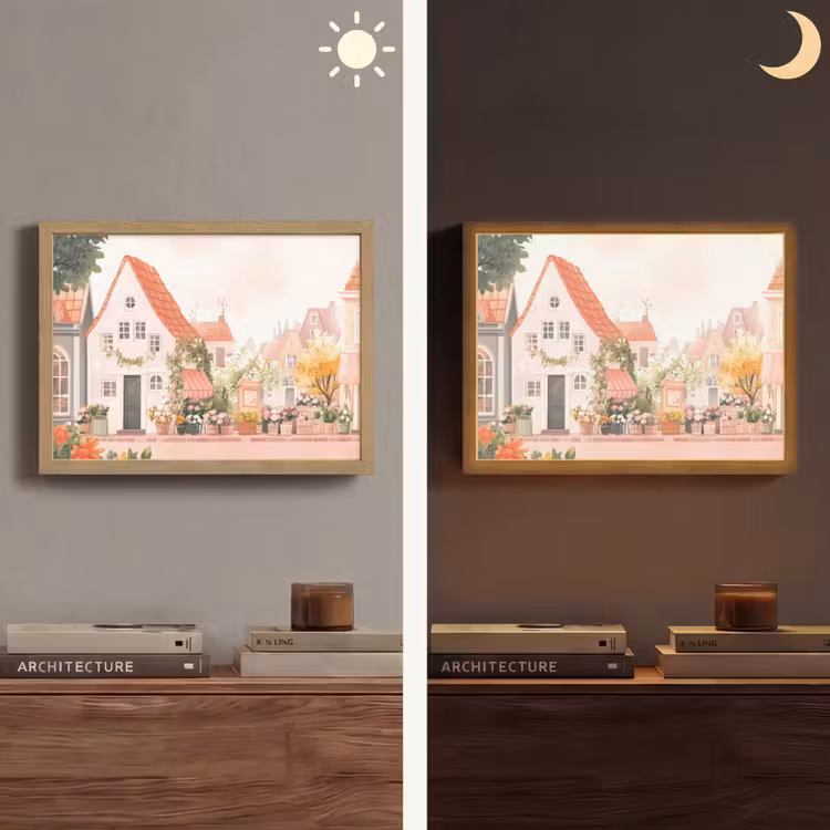 Lightbox - Wandlamp - Bloemen - Huizen - Dorp — 6