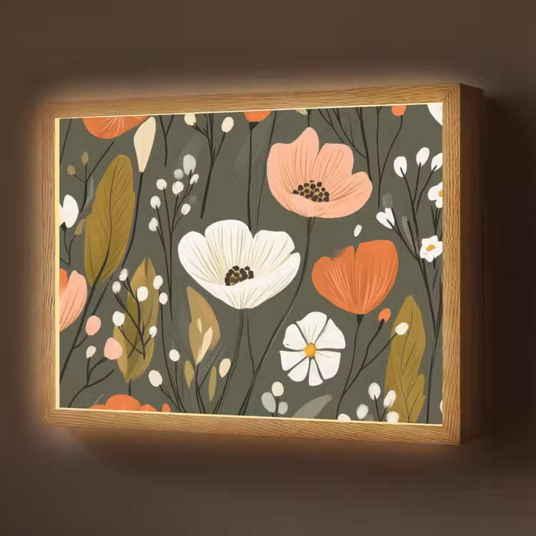 Lightbox - Wandlamp - Bloemen - Illustratie - Groen — 1