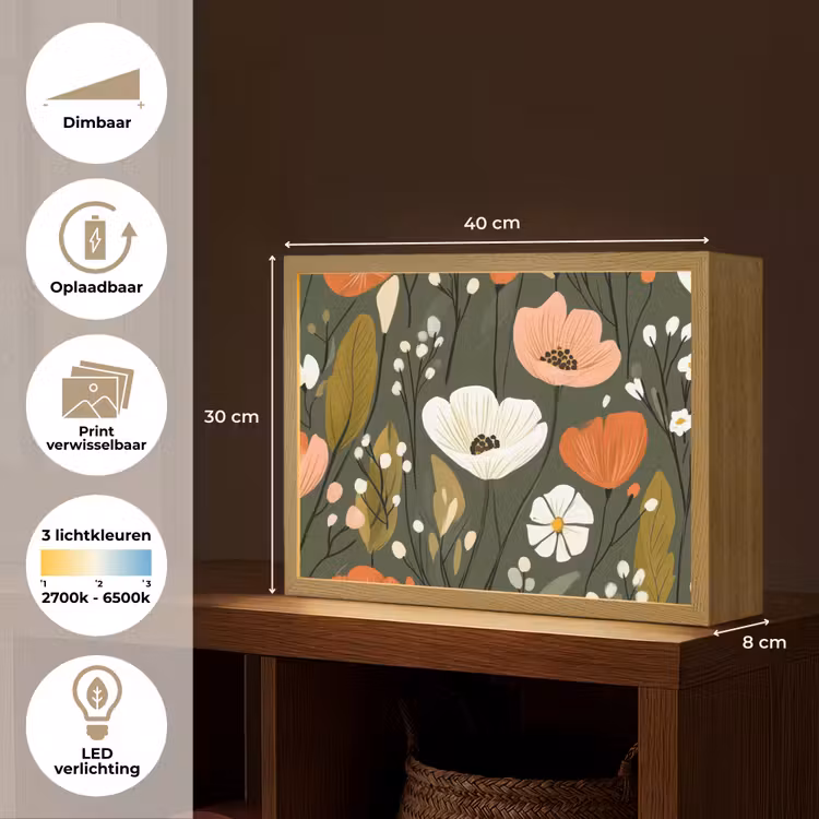 Lightbox - Wandlamp - Bloemen - Illustratie - Groen — 10