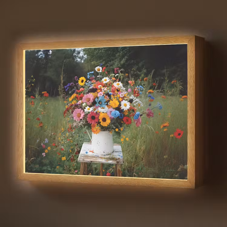 Lightbox - Wandlamp - Bloemen - Krukje - Gieter - Veld — 1