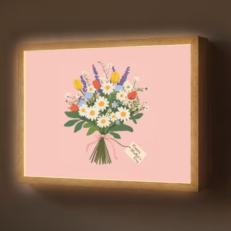 Lightbox - Wandlamp - Bloemen - Lint - Kaartje — 1