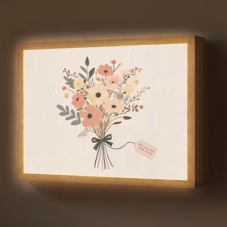 Lightbox - Wandlamp - Bloemen - Quote - Beige - Lint — 1