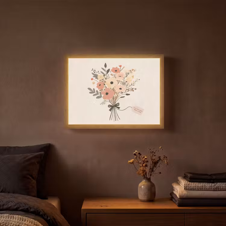 Lightbox - Wandlamp - Bloemen - Quote - Beige - Lint — 3