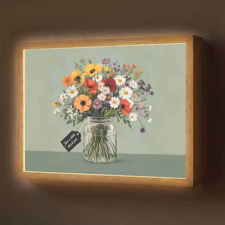 Lightbox - Wandlamp - Bloemen - Vaas - Kaartje — 1