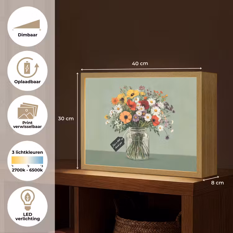 Lightbox - Wandlamp - Bloemen - Vaas - Kaartje — 10