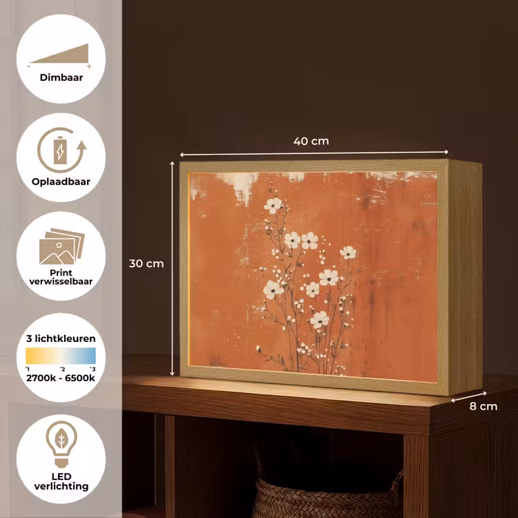 Lightbox - Wandlamp - Bloemen - Wit - Subtiel - Roestkleur — 10
