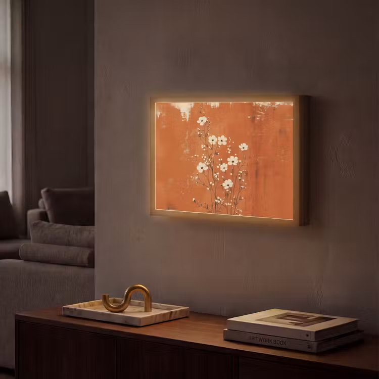 Lightbox - Wandlamp - Bloemen - Wit - Subtiel - Roestkleur — 2
