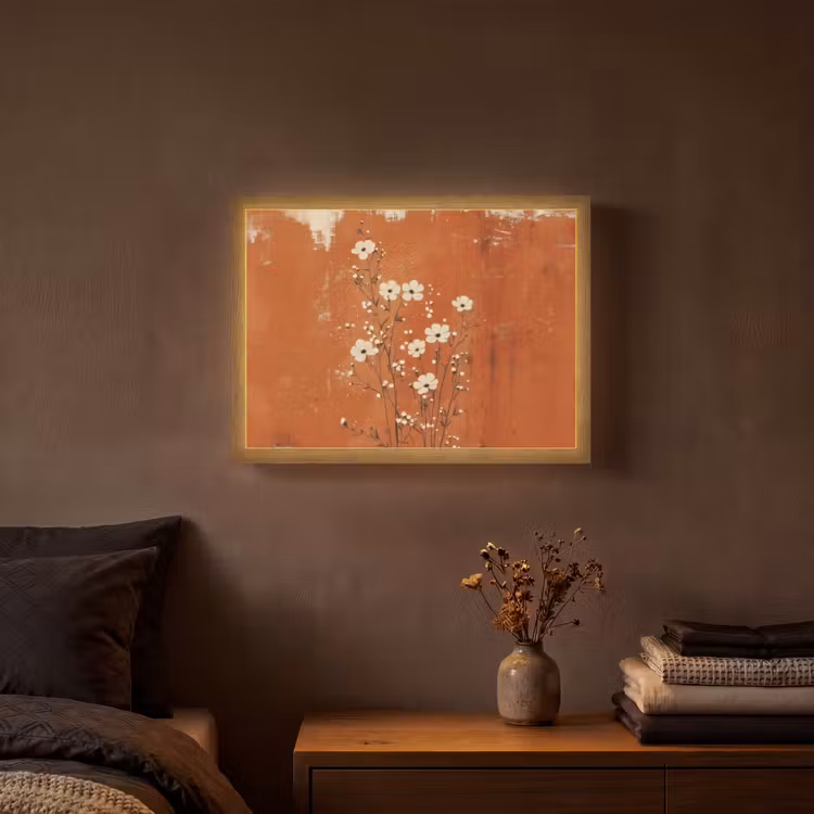 Lightbox - Wandlamp - Bloemen - Wit - Subtiel - Roestkleur — 3