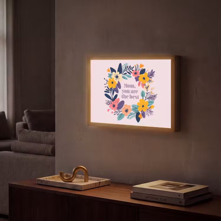 Lightbox - Wandlamp - Bloemenkrans - Kleurrijk - Moeder — 2