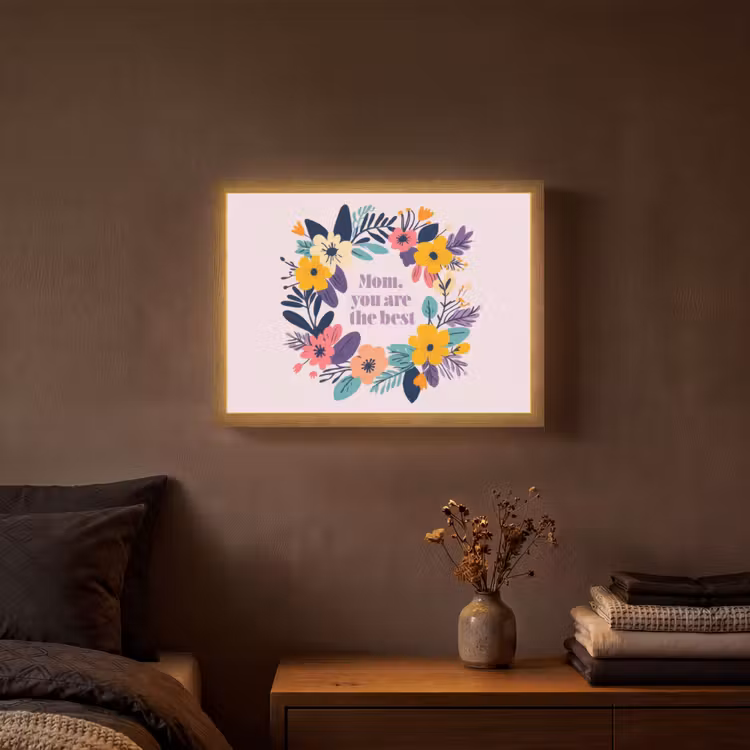 Lightbox - Wandlamp - Bloemenkrans - Kleurrijk - Moeder — 3