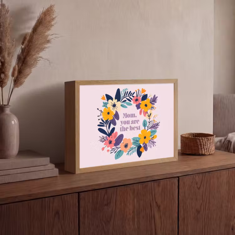 Lightbox - Wandlamp - Bloemenkrans - Kleurrijk - Moeder — 4