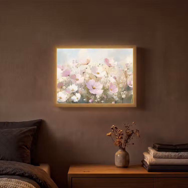 Lightbox - Wandlamp - Bloemenveld - Lichte tinten - Geschilderd — 3