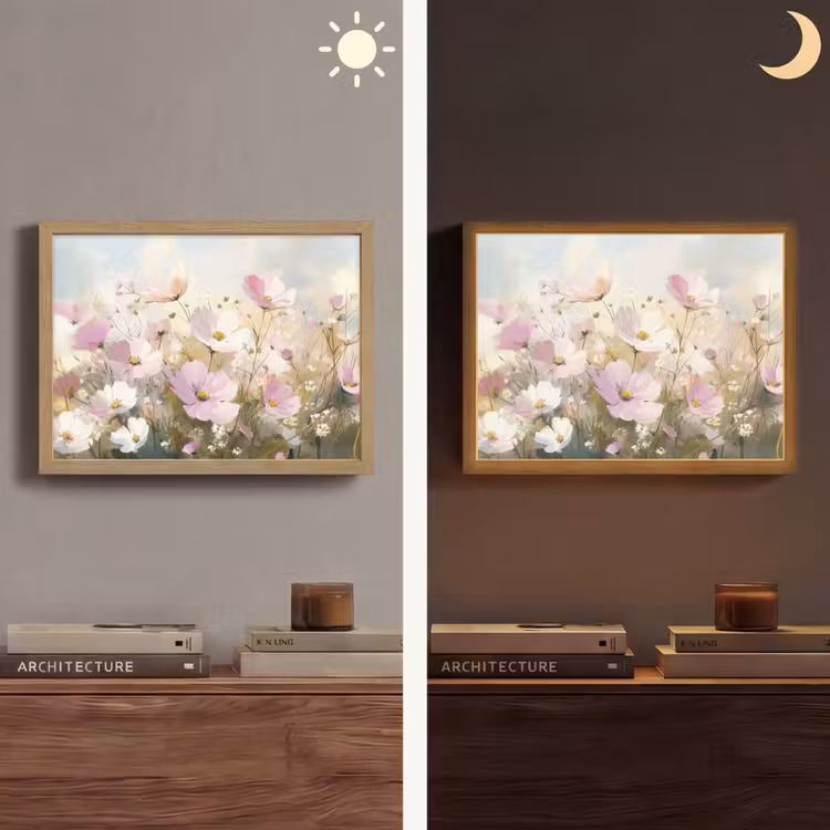 Lightbox - Wandlamp - Bloemenveld - Lichte tinten - Geschilderd — 6