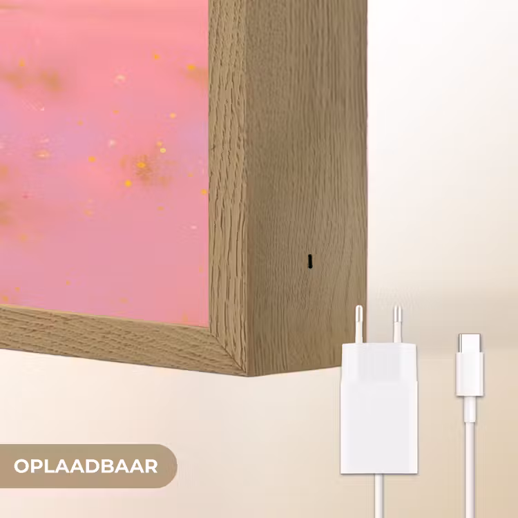 Lightbox - Wandlamp - Bloemenweide - Heuvels - Silhouet - Roze — 7