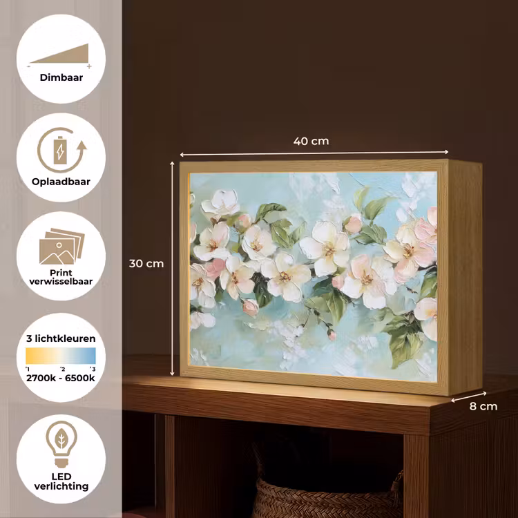 Lightbox - Wandlamp - Bloesem - Bladeren - Lichtblauw — 10
