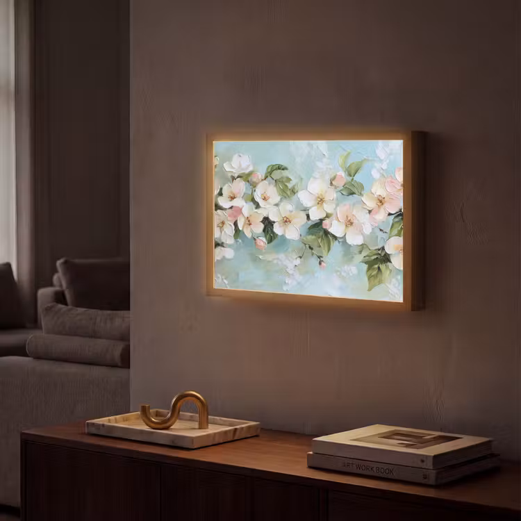 Lightbox - Wandlamp - Bloesem - Bladeren - Lichtblauw — 2