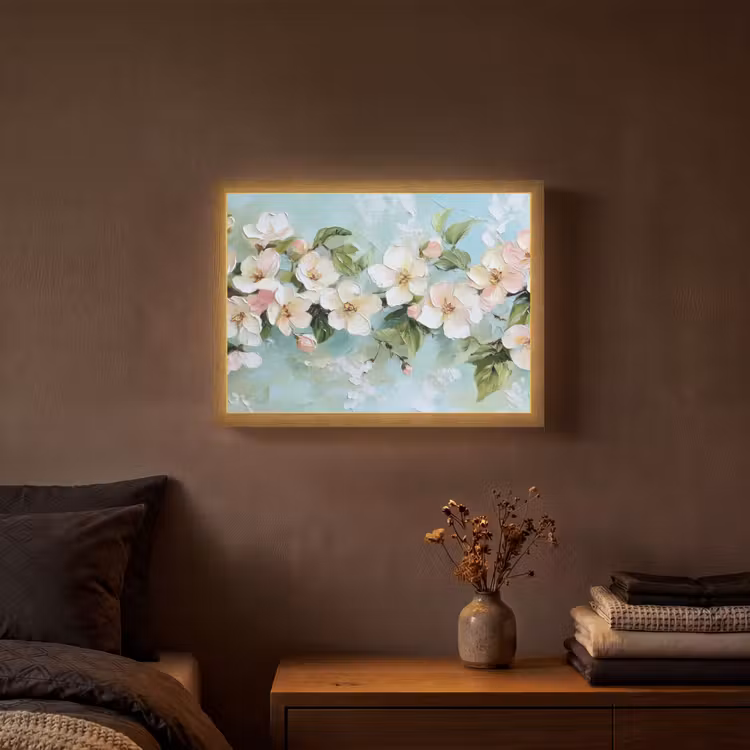 Lightbox - Wandlamp - Bloesem - Bladeren - Lichtblauw — 3