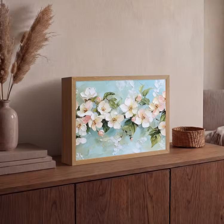 Lightbox - Wandlamp - Bloesem - Bladeren - Lichtblauw — 4