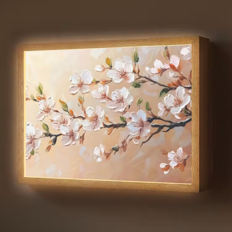 Lightbox - Wandlamp - Bloesemtakken - Schilderachtig - Roze — 1