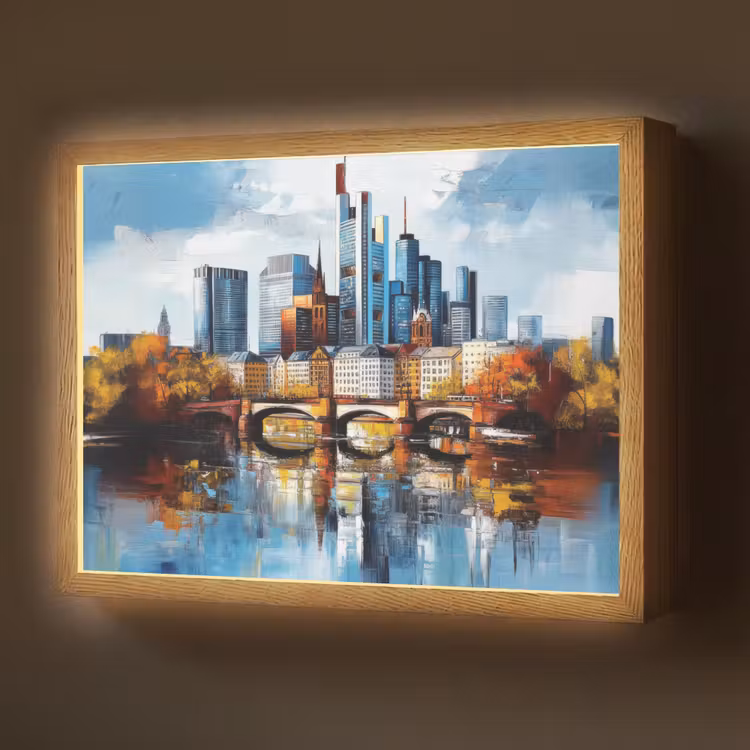 Lightbox - Wandlamp - Bomen Frankfurt- Stad - Skyline - Brug — 1