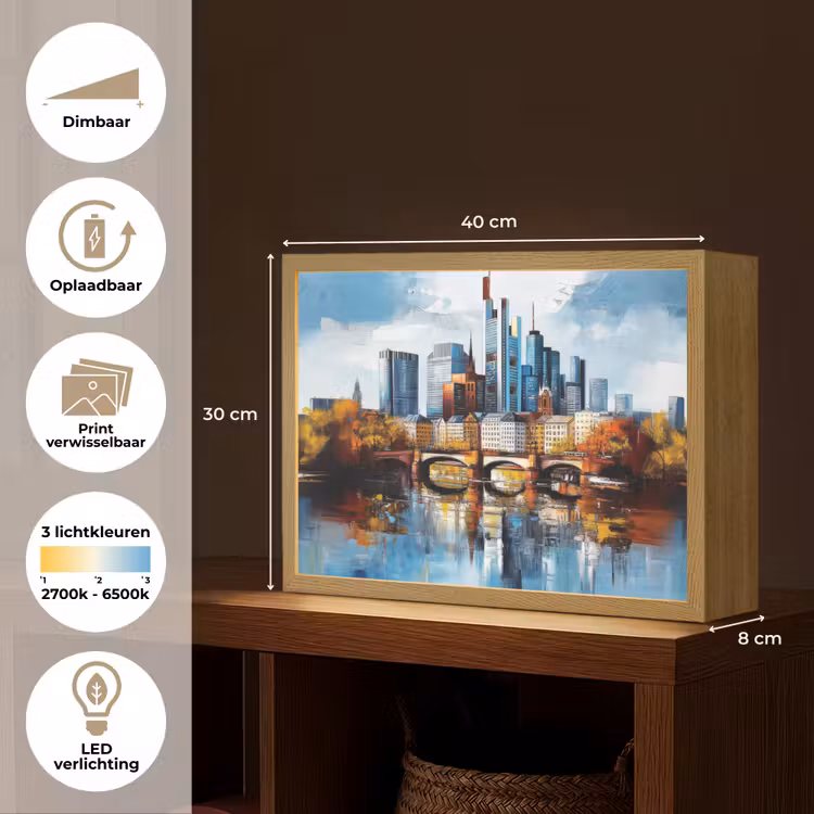 Lightbox - Wandlamp - Bomen Frankfurt- Stad - Skyline - Brug — 10