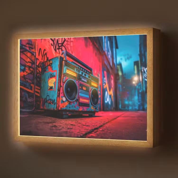 Lightbox - Wandlamp - Boombox - Rood - Graffiti - Neon — 1