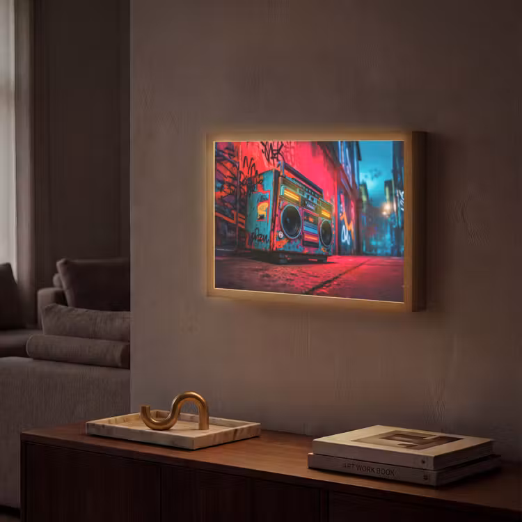 Lightbox - Wandlamp - Boombox - Rood - Graffiti - Neon — 2