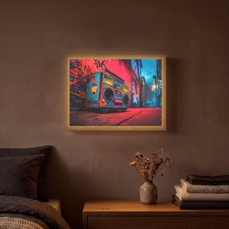 Lightbox - Wandlamp - Boombox - Rood - Graffiti - Neon — 3