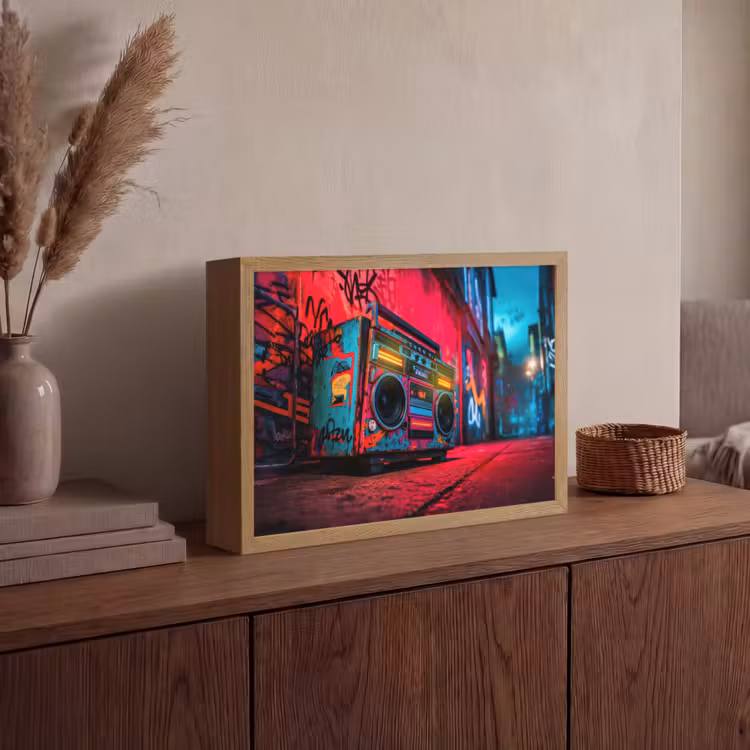 Lightbox - Wandlamp - Boombox - Rood - Graffiti - Neon — 4