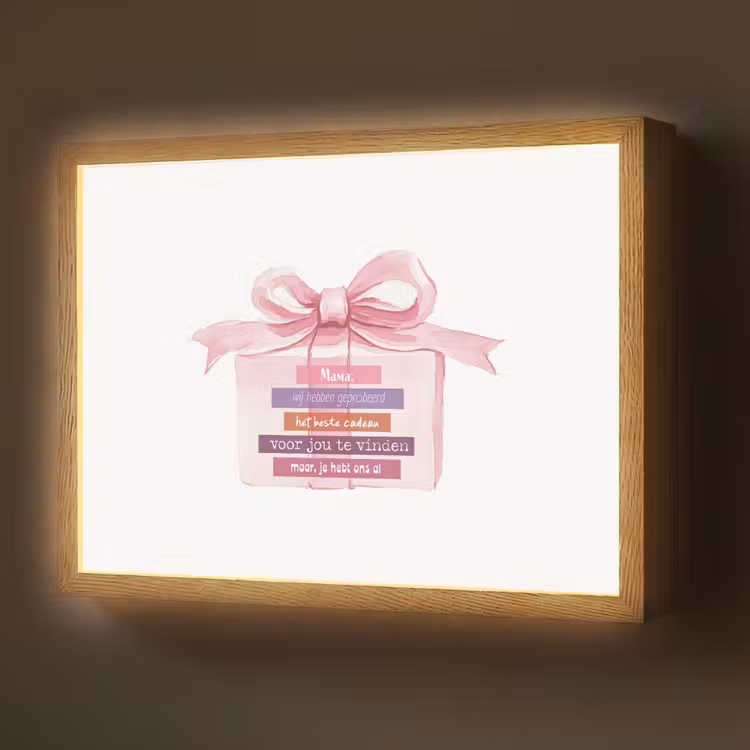 Lightbox - Wandlamp - Cadeau - Strik - Tekst - Roze — 1