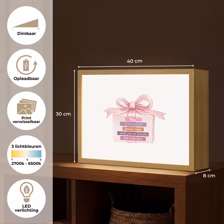 Lightbox - Wandlamp - Cadeau - Strik - Tekst - Roze — 10