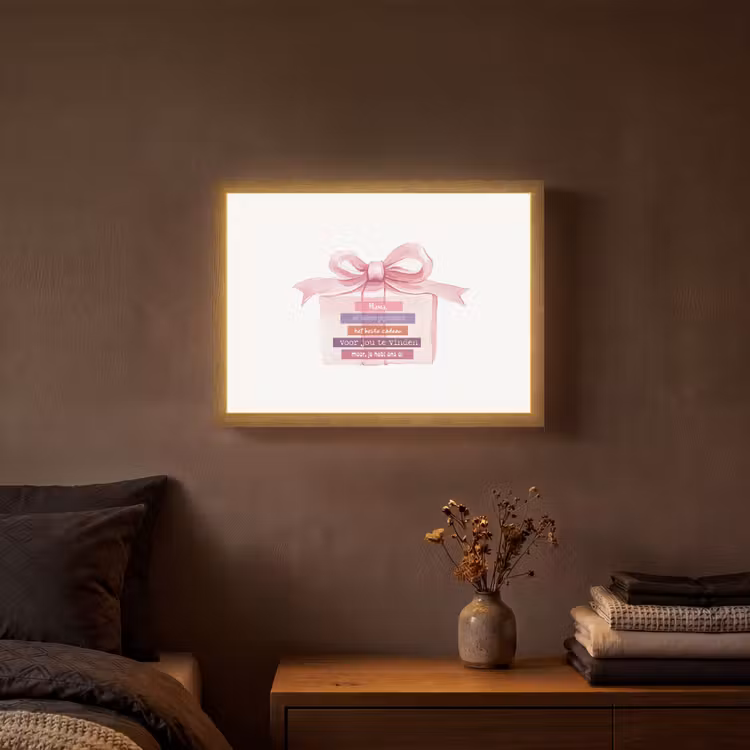 Lightbox - Wandlamp - Cadeau - Strik - Tekst - Roze — 3