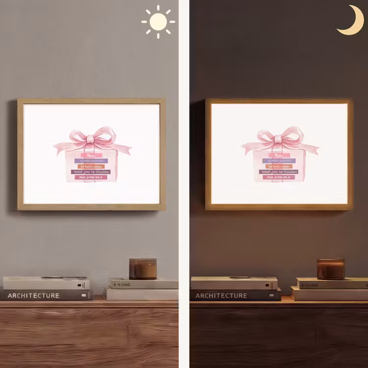 Lightbox - Wandlamp - Cadeau - Strik - Tekst - Roze — 6