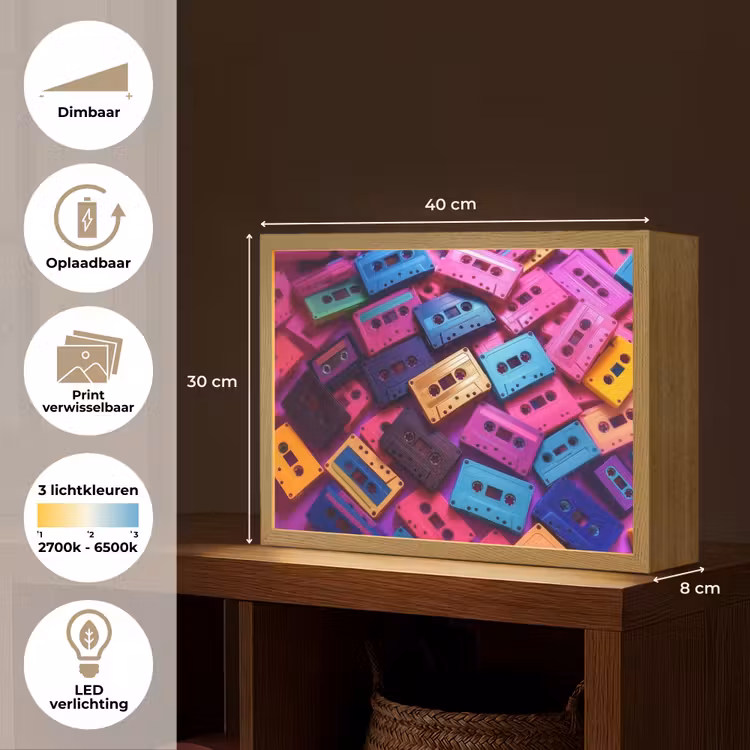 Lightbox - Wandlamp - Cassetteband - Kleurrijk - Energiek — 10