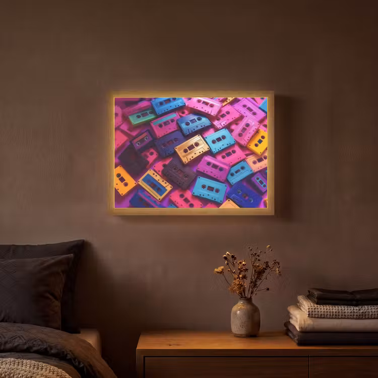 Lightbox - Wandlamp - Cassetteband - Kleurrijk - Energiek — 3