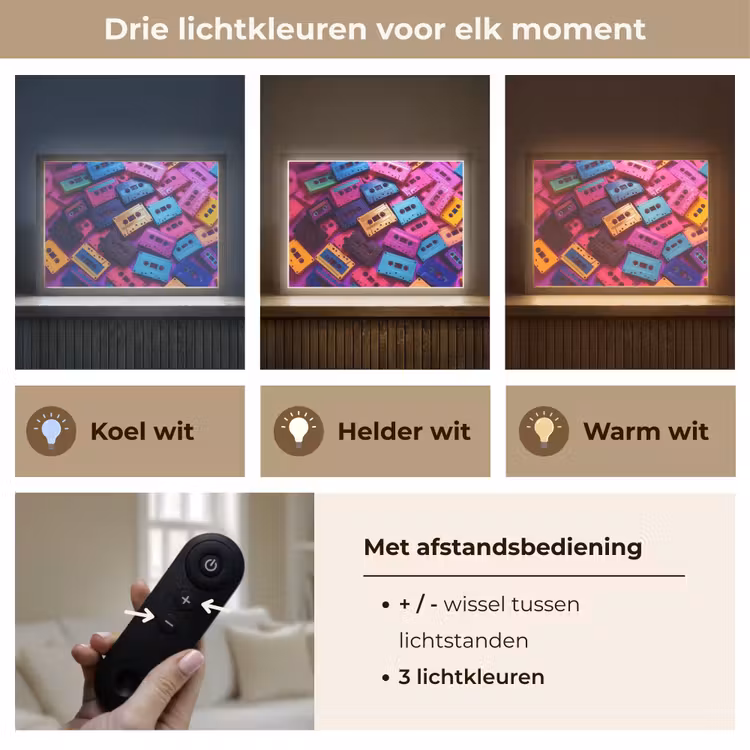 Lightbox - Wandlamp - Cassetteband - Kleurrijk - Energiek — 8