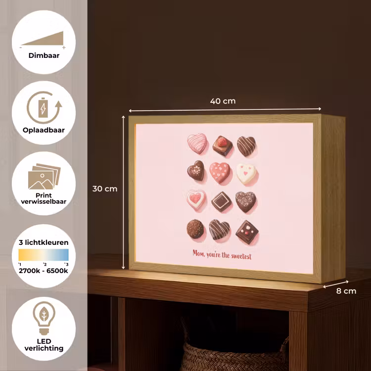 Lightbox - Wandlamp - Chocolaatjes - Hartvormig - Liefste — 10