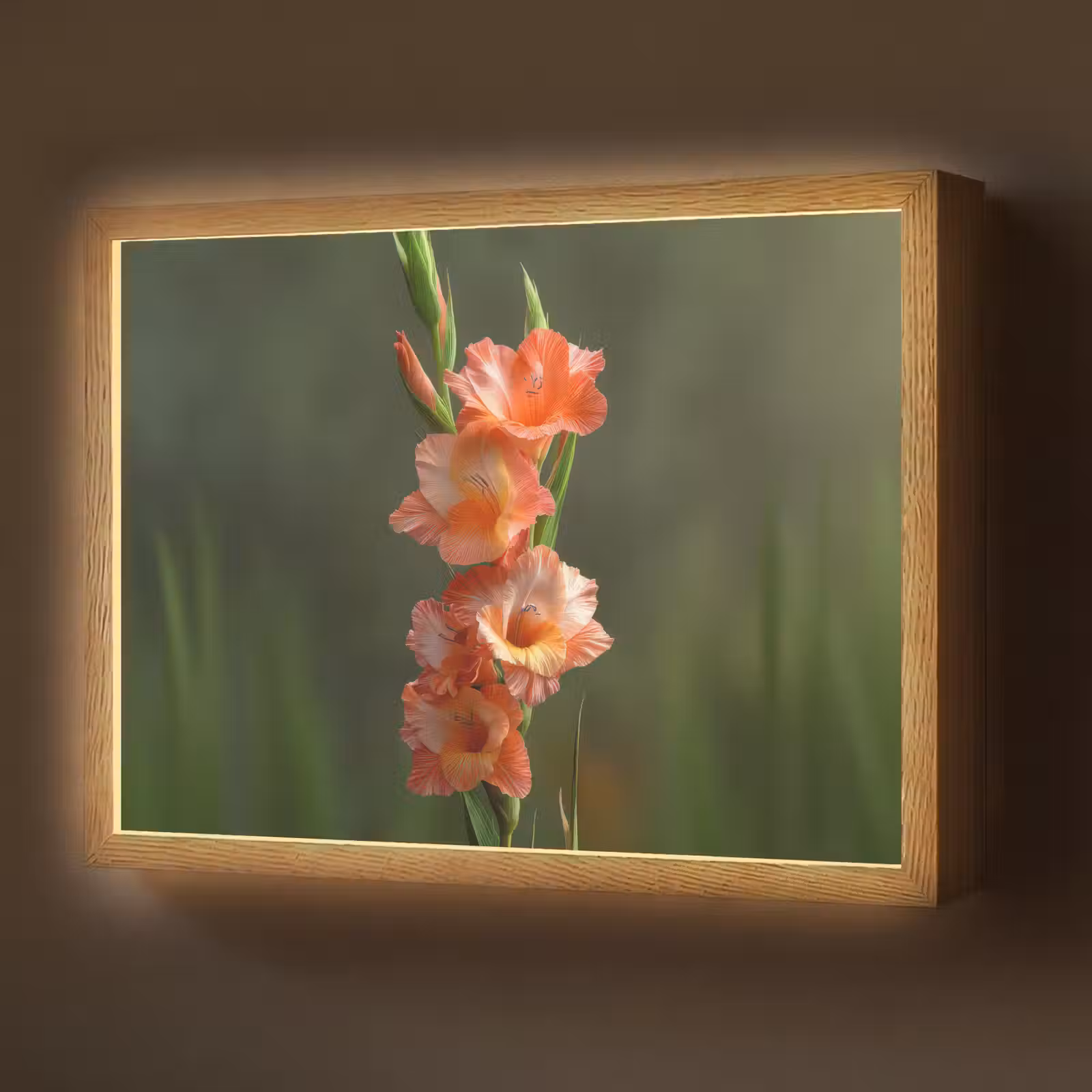 Lightbox - Wandlamp - Bloem - Gladiolen - Zalmroze — 1