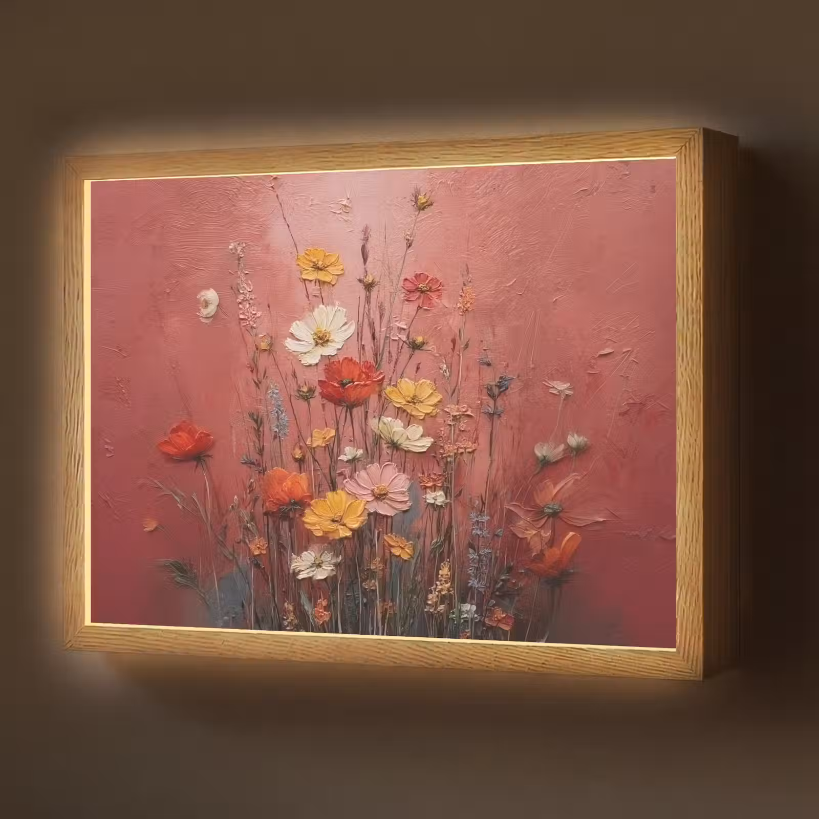 Lightbox - Wandlamp - Bloemenboeket - Diepte - Tastbare textuur — 1