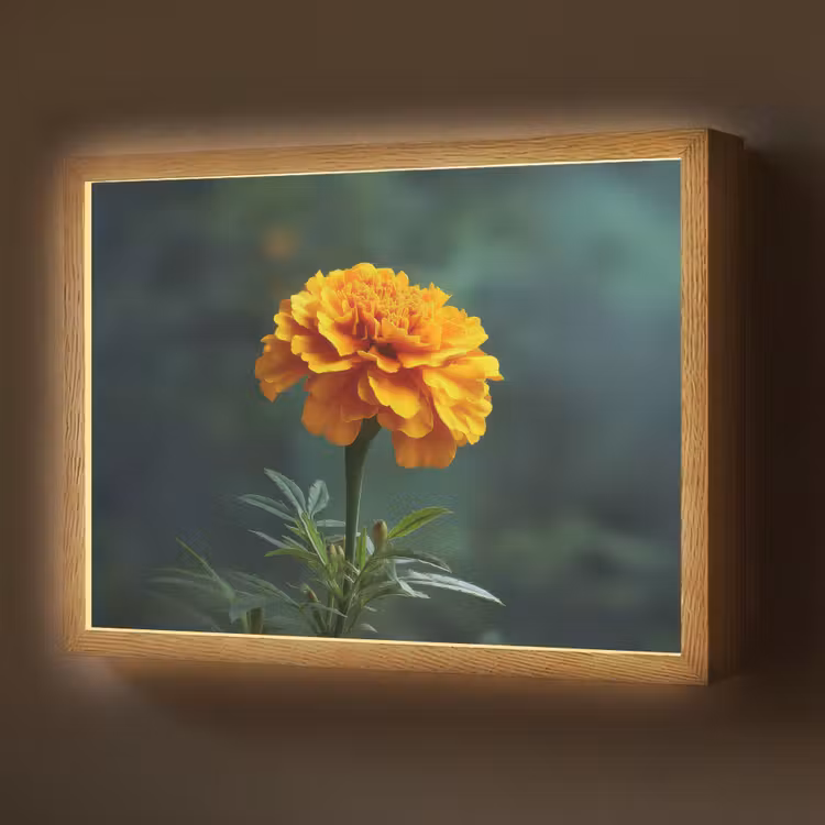 Lightbox - Wandlamp - Bloemblaadjes - Afrikaan - Oranje - Wazig — 1