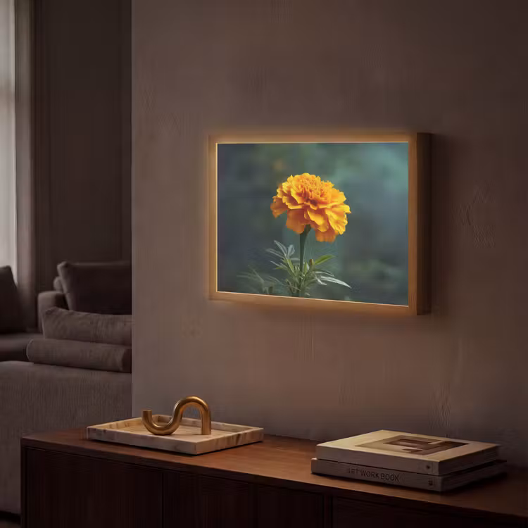 Lightbox - Wandlamp - Bloemblaadjes - Afrikaan - Oranje - Wazig — 2
