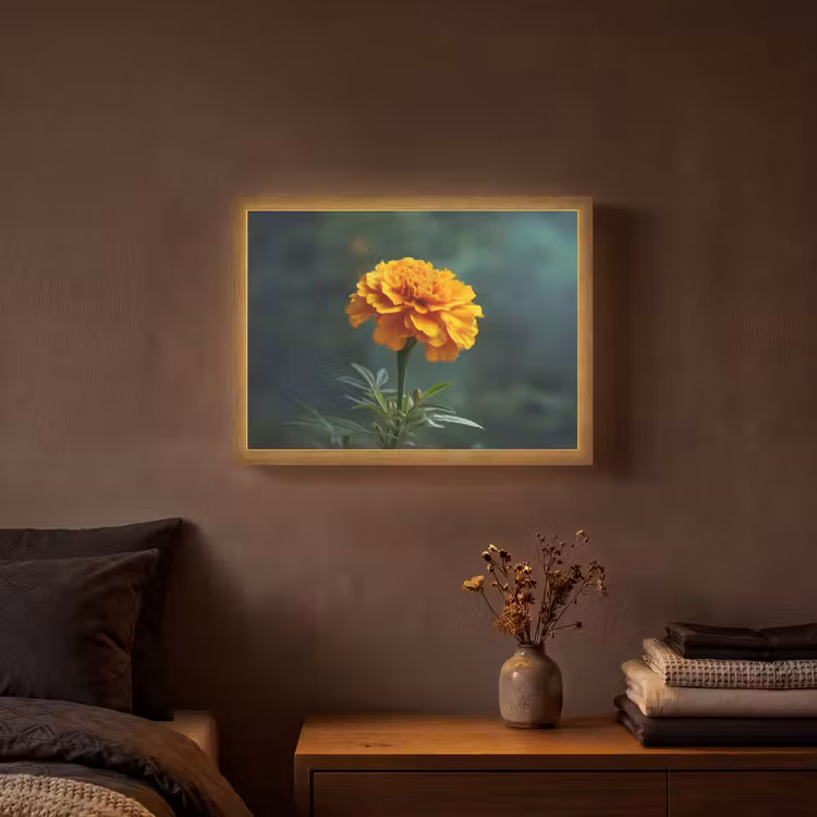 Lightbox - Wandlamp - Bloemblaadjes - Afrikaan - Oranje - Wazig — 3