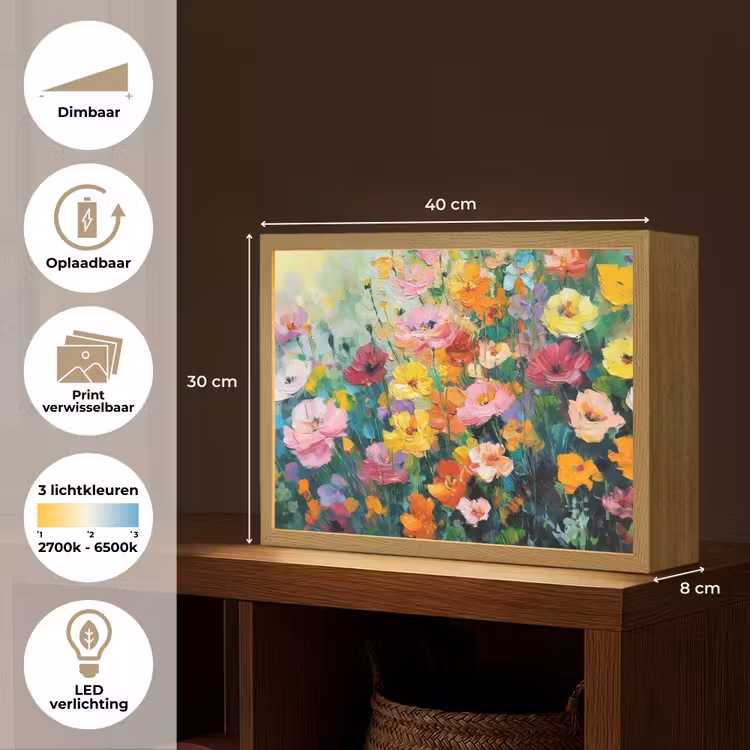 Lightbox - Wandlamp - Bloemen explosie - Heldere kleuren - Vrolijk — 10