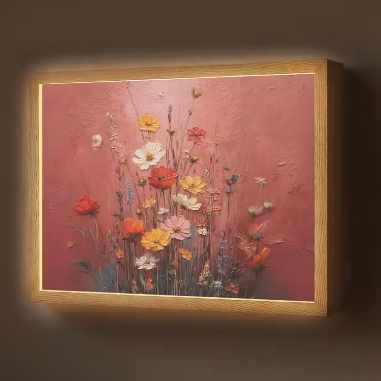 Lightbox - Wandlamp - Bloemenboeket - Diepte - Tastbare textuur — 1