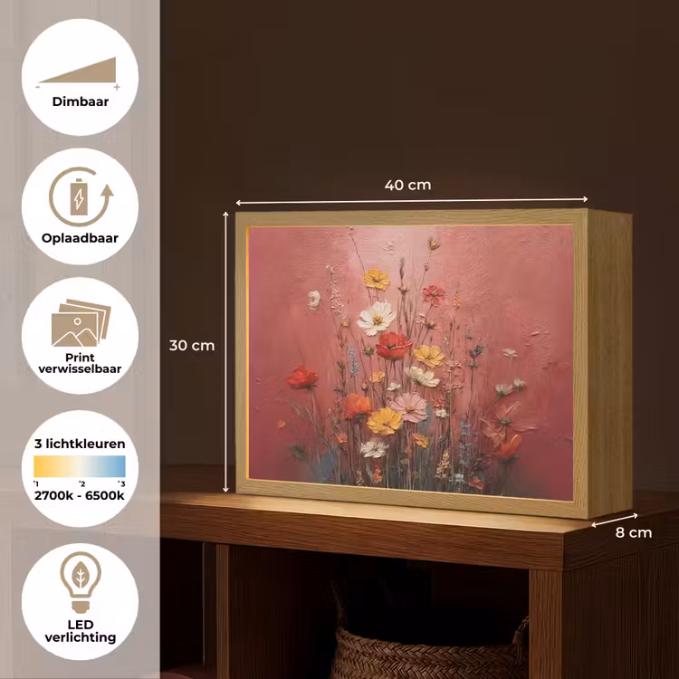 Lightbox - Wandlamp - Bloemenboeket - Diepte - Tastbare textuur — 10