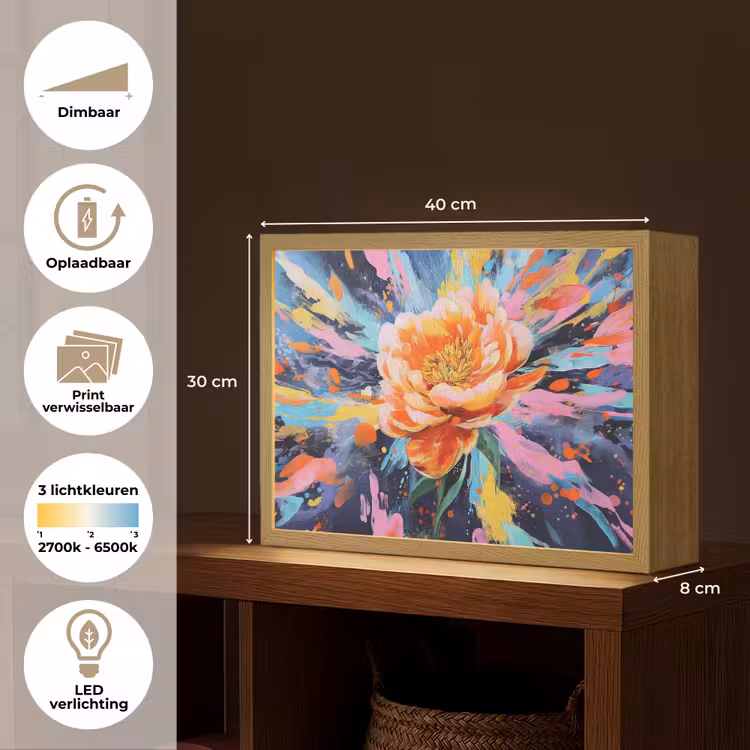 Lightbox - Wandlamp - Bloemexplosie - Felle spatten - Dynamisch — 10